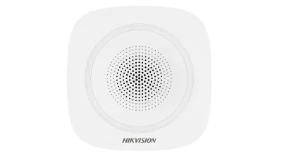 Sirena interior wireless AX PRO Hikvision DS-PS1-I-WE(B)-R(Red Indicator); 868MHz two-way Tri-X wireless technology, distanta comunicare RF: 1600m in camp deschis, nivel sonor: 90 la 110dB, 3 tipuri de sonerii de alarma: alarma la efractie, alarma la