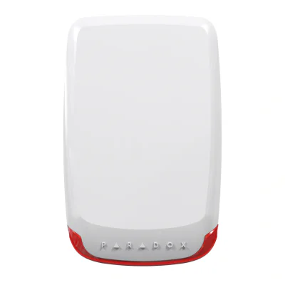 Sirenă wireless de exterior cu lumina stroboscopica, 100dB • consum mod standby: 5.75 μA, Maxim: 450 mA • opțiuni culoare lentilă - roșu, albastru, galben • rezistență la intemperii • grad protecție IP: IP54 • senzor de temperatură • alimentare 12V •