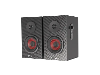 Sistem audio Genesis HELIUM 200 2.0, interfata mini jack 3.5 mm, putere maxima RMS 20 W, diametru difuzoare 76,2 mm, negru