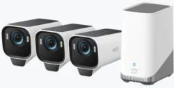 Sistem supraveghere 3+1 Anker "eufyCam S3 Pro", 4K, Wi-Fi 2.4 GHz, bullet, wireless, 16GB EMMC + 16TB extern, exterior, panou solar, AI, color night vision, detectie miscare, IP67, HomeBase S380, "T88933W1" - 0194644298685