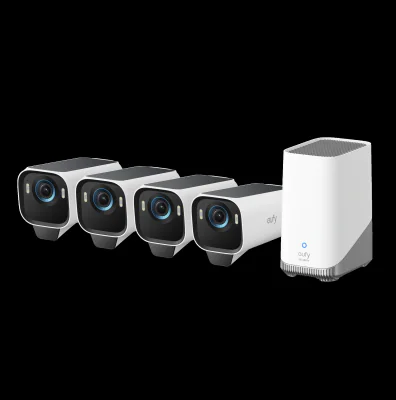 Sistem supraveghere 4+1 Anker "eufyCam S3 Pro", 4K, Wi-Fi 2.4 GHz, bullet, wireless, 16GB EMMC + 16TB extern, exterior, panou solar, AI, color night vision, detectie miscare, IP67, HomeBase S380, "T88943W1" - 0194644298692
