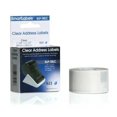 SLP-2RLC CLEAR LABEL 28X89MM/130 LAB/ROLL 2 ROLL/BOX