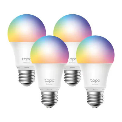 Smart Wi-Fi Light Bulb, Multicolor, 4-Pack SPEC: 2.4 GHz, IEEE 802.11b/g/n, E27 Base, 220–240 V, 50/60 Hz, Brightness: W: 806 lm/ R: 55 lm/G: 140 lm/B: 25 lm, 8.3 W, 2,500 K – 6,500 K, Beam Angle 220°, 8.3 kWh / 1000h, lifetime up to 25,000 hrs FEATU