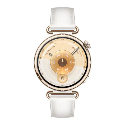 Smartwatch Watch GT 6, 41MM, Gold Stainless Steel Case, White Composite Leather Strap "55020FTN"