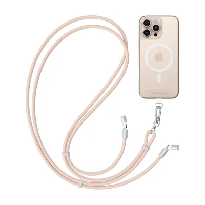 Șnur crossbody Satechi OntheGo cu cablu USB-C 60 W de 1,5 m, Desert Rose
