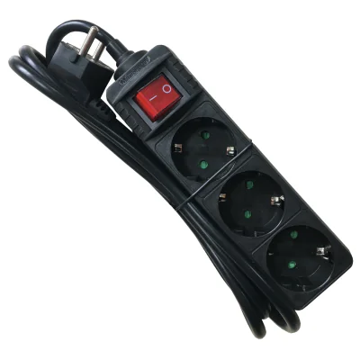 SOCKET STRIP 3S PVC 1.5M BK ECO/16A/3680W