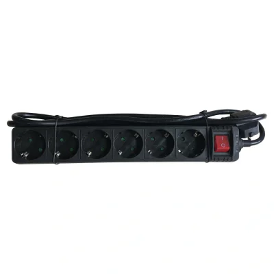 SOCKET STRIP 6S PVC 1.5M BK ECO/16A/3680W