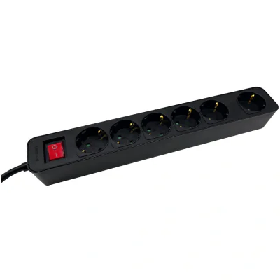 SOCKET STRIP 6S PVC 3M BK ECO/16A/3680W