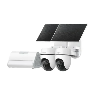 Solar Cam 2K Pan/Tilt (2-Cam Kit) HB112, 1/2.8" CMOS Sensor, 2× 850nm IR LED, 2× LED(Color Temperature: 3000K), Pan Mechanical Range: 340° (360° Pan Coverage), Tilt Mechanical Range: 90° (130° Tilt Coverage)