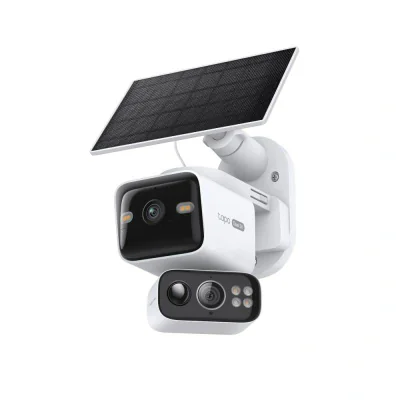 Solar-Powered Dual-Lens Pan/Tilt Cam kit, 1/2.8" Progressive Scan CMOS Sensor, Pan Mechanical Range: 334° (360° Pan Coverage), Tilt Mechanical Range: 90° (120° Tilt Coverage), Fixed Lens: 2K 3MP (2304 × 1296 px) Pan/Tilt Lens: 2K 3MP (2304 × 1296 px)
