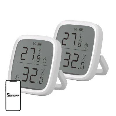 SONOFF ZigBee SNZB-02D Senzor de temperatură și umiditate, pachet de 2 bucăți