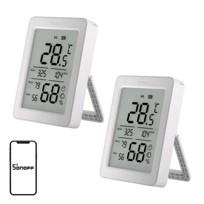 SONOFF ZigBee SNZB-02DR2 Senzor de temperatură și umiditate, pachet de 2 bucăți