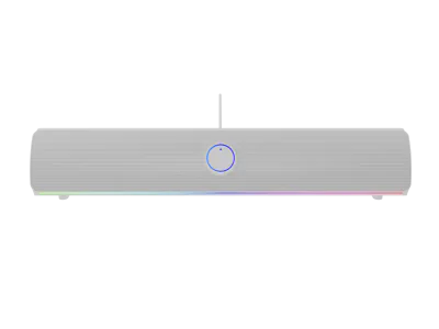Soundbar GENESIS HELIUM 312BT 2.0, putere 10W, lungime cablu 150cm, frecventa raspuns 100 - 20000 Hz, iluminare multicolor, interfata USB-A, alb