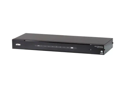 Splitter HDMI Aten VS0108HB; Video Type portul: HDMI, Iesire video: 8x HDMI. Rezoluţia maximă: 4096 x 2160 Pixel, Culoarea produsului: Negru, Material carcasă: Metal. Tensiune de ieşire: 5 V, Consum de energie (tipic): 11,95 W. Lățime: 157,8 mm, Adân