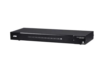 Splitter HDMI Aten VS0110HA; Video Type portul: HDMI, Iesire video: 8x HDMI. Rezoluţia maximă: 4096 x 2160 Pixel, Culoarea produsului: Negru, Material carcasă: Metal; numar porturi 10, tensiune de ieşire: 5 V, Consum de energie (tipic): 11,95 W. Lăți