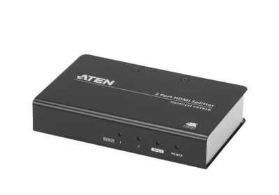 Splitter True 4K ATEN VS182B-AT-G. Video Type portul: HDMI, Iesire video: 2x HDMI. Rezoluţia maximă: 4096 x 2160 Pixel, Culoarea produsului: Negru, Material carcasă: Metal. Tensiune AC intrare: 5 V, Consum de energie (tipic): 4,24 W. Lățime: 80 mm, A