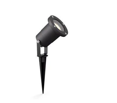 Spot LED pentru exterior cu spike Philips Puled Spike, 1xGU10, 5W (50W) ,395 lm, lumina calda (2700K), IP44, 97x97x105mm, Negru