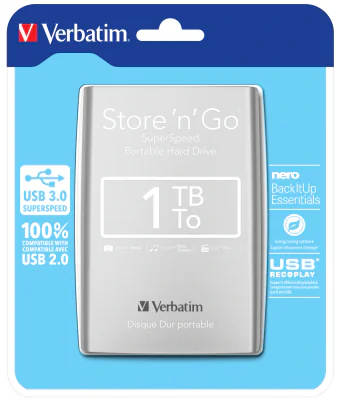SSD extern VERBATIM Store 'n' Go, 1TB, 2.5 inch, USB 3.2 Gen 1