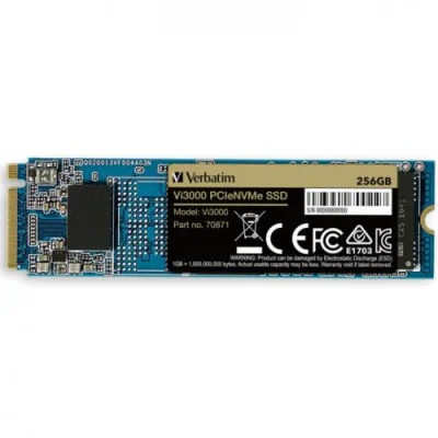 SSD M.2 VERBATIM Vi3000, 256GB, M.2, PCI Express 3.0 NVMe, 3100 MB/s citire, 1300 MB/s scriere