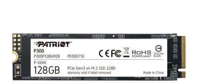 SSD PATRIOT, P300, 128GB, M.2, PCIe Gen3.0 x4, 3D TLC Nand, R/W: 1600 MB/s/600 MB/s MB/s, "P300P128GM28"