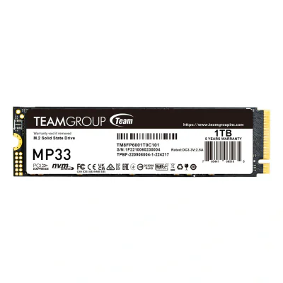 SSD TEAMGROUP MP33, 1TB, PCIe Gen3x4 M.2 2280, 3D TLC NAND NVMe, R/W: 1800/1500 MB/s, "TM8FP6001T0C101"