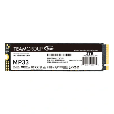 SSD TEAMGROUP MP33, 2TB, PCIe Gen3x4 M.2 2280, 3D TLC NAND NVMe, R/W: 1800/1500 MB/s, "TM8FP6002T0C101"