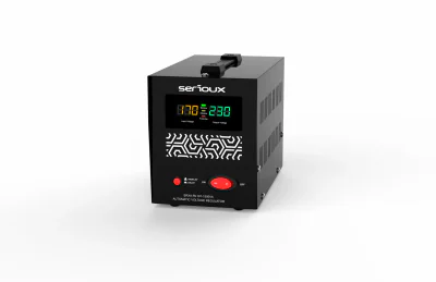 Stabilizator de tensiune Serioux Relay 101-1500VA, putere 1500VA/900W, tip releu, transformator toroidal, interval tensiune intrare 150V ~ 260V, interval frecvența intrare 45Hz ~ 65Hz, tensiune de ieșire 230V, precizie de ieșire +4,-8%, prize: 2x Sch
