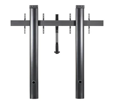 Stand de podea cu fixare in perete B-Tech, pentru doua display-uri cu diagonala 56-65", suporta pana la 70kg (per ecran), inaltime stand 2m, VESA pana la 600x400, include polita pentru montarea camerei de videoconferinta, cable management integrat, i