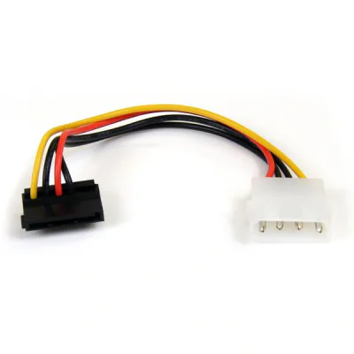 StarTech.com 6in 4 Pin LP4 to Right Angle SATA Power Cable Adapter, Molex (4-pin), SATA 15-pin, 0.152 m, Male, Female, Straight