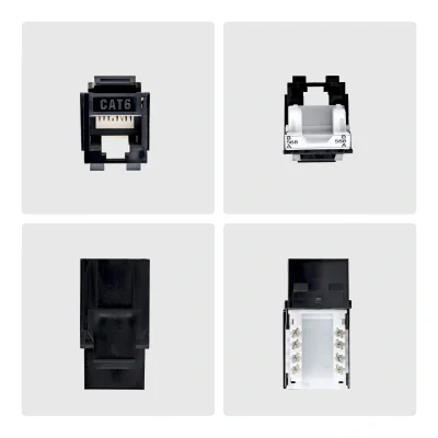 StarTech.com Cat6 Keystone Jack, 24-Pack RJ45 Ethernet Keystone Jacks, UTP Cat6 Wall Jack, 90-Degree 110 Punch Down, Black, Angled, Black, RJ-45, Female, Female, 10GBase-T