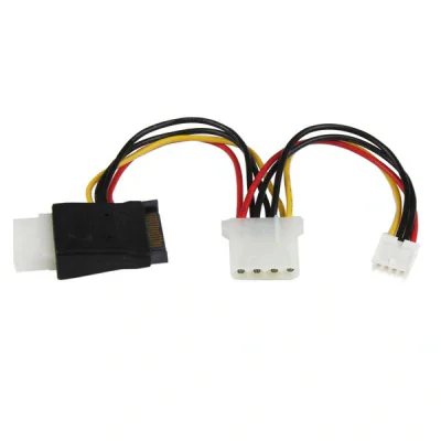 StarTech.com LP4 to SATA Power Cable Adapter with Floppy Power, SATA 15-pin, SP4 (4-pin) + LP4 (4-pin), 0.12 m, Male, Female, Straight