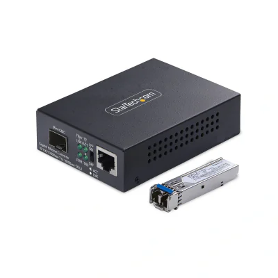 StarTech.com Single-Mode (SM) LC Fiber Media Converter for 10/100/1000 Networks, Standalone Gigabit Ethernet to Fiber Converter, 20km - TAA, 2000 Mbit/s, 10Base-T, 100Base-TX, 1000Base-T, 1000Base-LX, IEEE 802.3, IEEE 802.3ab, IEEE 802.3u, IEEE 802.3z, Fast Ethernet, Gigabit Ethernet, 10,100,1000 Mbit/s