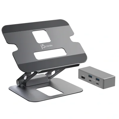 j5create JTS327 Multi-Angle 4K Docking Stand, Laptop stand, Grey, Aluminium, 40.6 cm (16"), 4 kg, Windows laptop / Mac