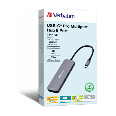 Stație de andocare VERBATIM CMH-08, Acrilonitril-butadien-stiren (ABS), Aluminiu, 0,15 metri