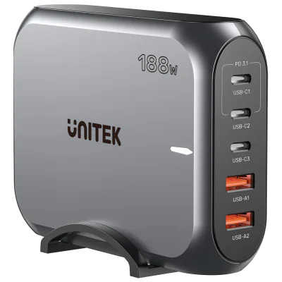 Stație de încărcare USB UNITEK P1234AGY01-EU, GaN, 100-240 V AC