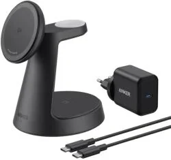 Statie incarcare wireless 3in1 Anker, MagSafe, telefon, ceas, casti, 1 x USB-C incarcare, negru, "B25M4G11" - 0194644206765