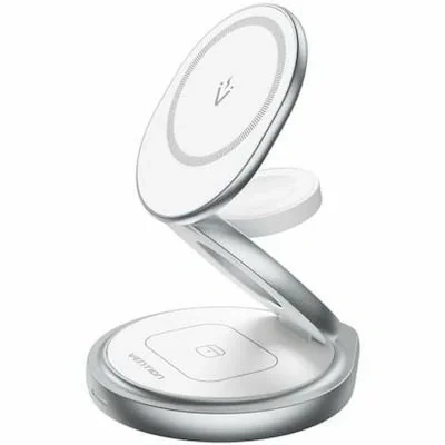 Statie incarcare wireless 3in1 Vention, MagSafe, telefon 15W, ceas 2.5W, casti 3W, fast charge, pliabil, magnetic, 1 x USB-C incarcare, argintiu, "FGEI0" - 6922794783812