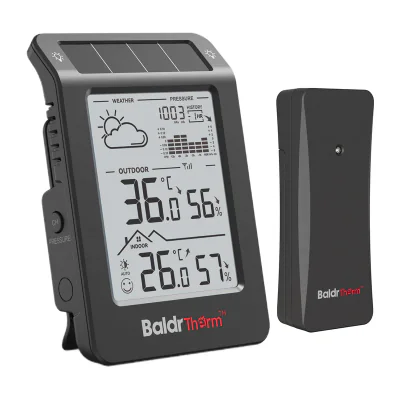 Stație meteorologică alimentată cu energie solară BALDRTHERM B0596WT2H2P-V1 (negru)