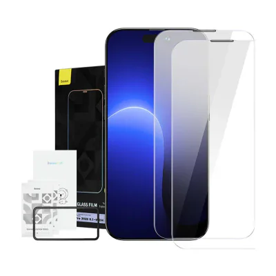 Sticlă temperată Baseus Crystal de 0,3 mm cu strat anti-praf pentru iPhone 14 Pro (2 buc)