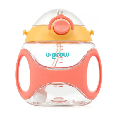 Sticla tritan cu pai si curea , 330 ml , orange, U-Grow