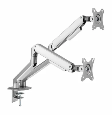 Suport 2 monitoare Serioux MM63-C024, arc cu gaz, compatibilitate dimensiune ecran 17"-32",  greutate maximă suportata: (per ecran): 2~ 9kg, VESA: 75x75, 100x100, inclinare: +55°~-55°, pivotare: +90°~-90°, rotația ecranului: +180°~-180°
