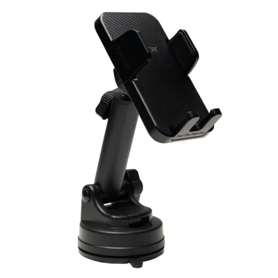 Suport auto SPACER pt. SmartPhone, fixare pe bord sau geam prin ventuza, brat telescopic, sistem auto-lock, rotire 360 grade, negru