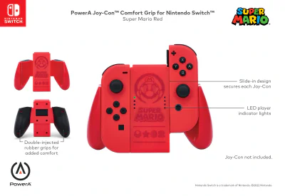 SUPORT controller PowerA, pentru Nintendo Switch JOY-CON, Super Mario, rosu, "NSAC0058-02"