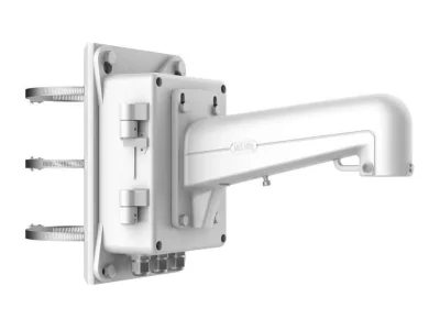 Suport de montaj pe stalp cu doza de conexiuni pentru camere PTZ Hikvision DS-1602ZJ-BOX-POLE, material aluminiu si otel, dimensiuni: 209.7×314×600.8mm, greutate: 6840g