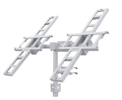 Suport dublu pentru panouri solare 2x VIGI 90W, din otel galvanizat, unghi de reglare manual: 5°~55°, stalp compatibil: Ø80-160 mm, greutate: 20kg.