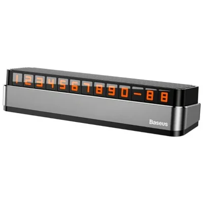 SUPORT numar de telefon parbriz Baseus, functie de inchidere si deschidere prin apasare, sase seturi de numere incluse, argintiu "ACNUM-B0S" - 6953156293854