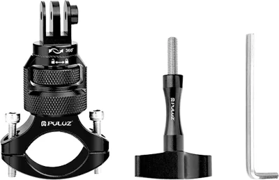 Suport pentru volan PULUZ 360° din aluminiu pentru camere video sportive (negru)