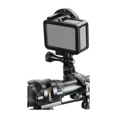 Suport Puluz din aluminiu pentru ghidon, cu rotire la 360 de grade, pentru camere de acțiune (negru)