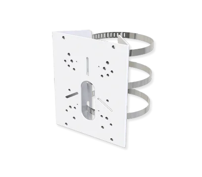 Suport stalp A01, utilizare la montarea camerelor pe stalpi cu diametru 102-127mm, compatibil cu:  (AI Weather-proof) Mini Bullet, (AI) Vandal- proof Mini Bullet, (AI) Motorized Bullet, AI PTZ Bullet Plus, AI color+ Vandal-proof Mini Bullet, (AI) 180