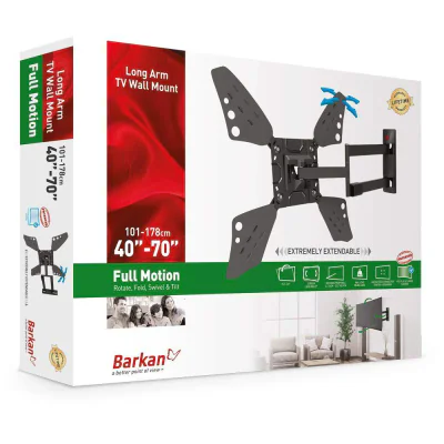 Suport TV de perete, Barkan 3400L.B, Fix, 32"- 70", VESA 400 x 400 mm, suporta pana la 40kg, negru